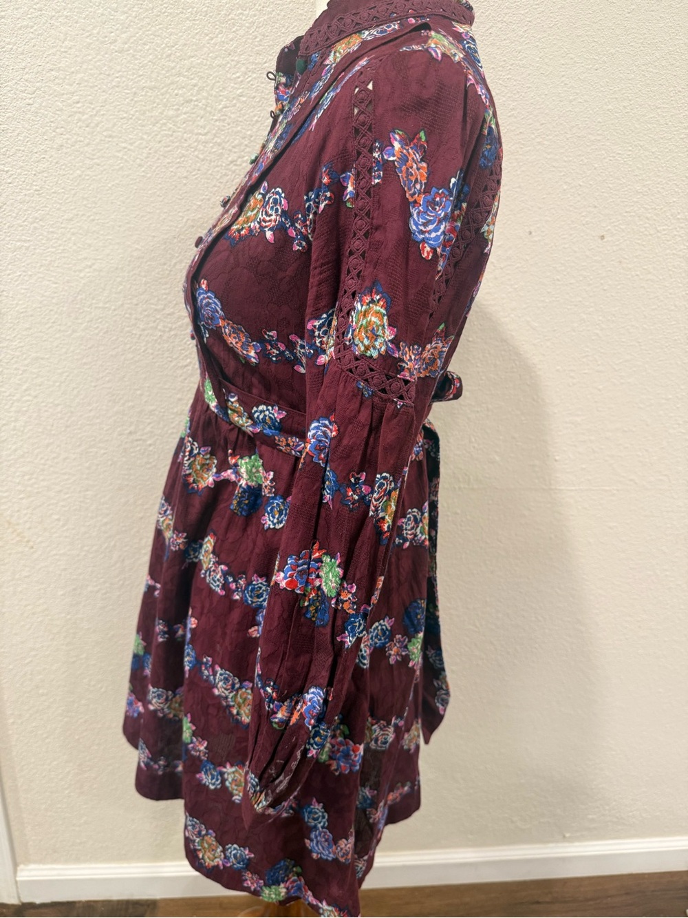 Anthropologie Plum Floral Long-Sleeve Dress - Picture 3 of 16